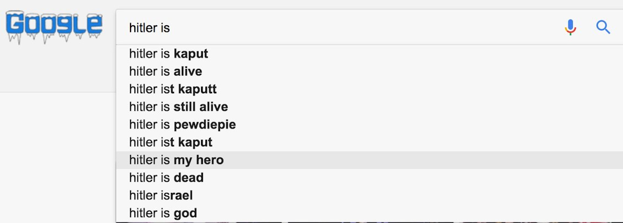 Hitler is... Google's search results