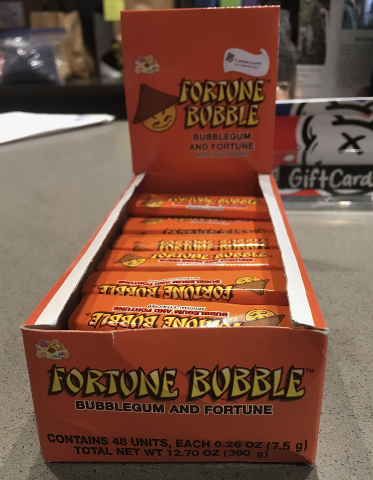Fortune Bubble, seen in its box.