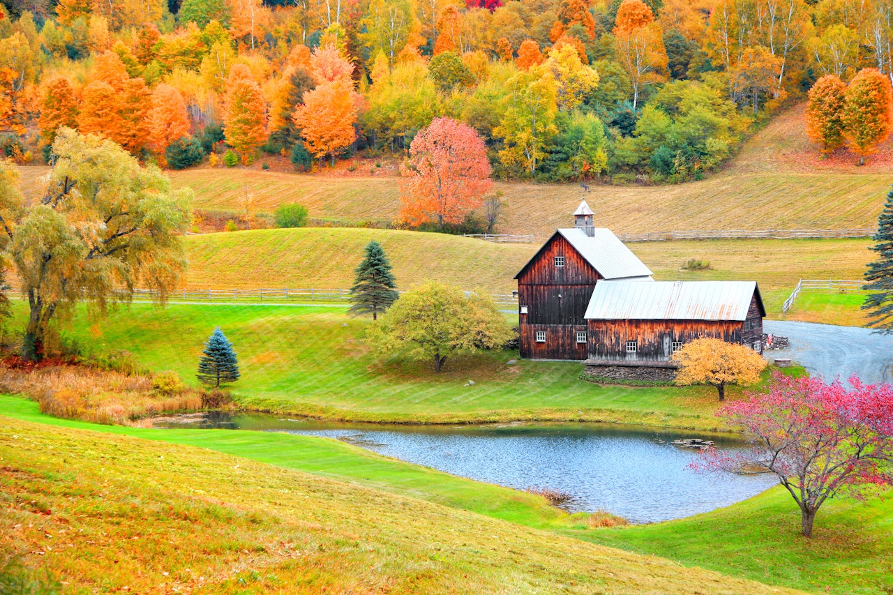 Classic red barn in rural Vermont.