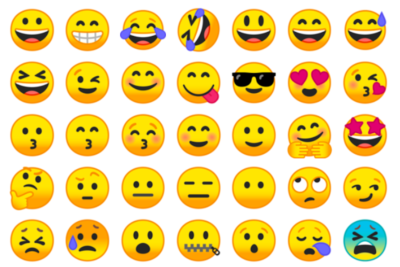 The gradients of Google's face emojis are typically darkest at the bottom.