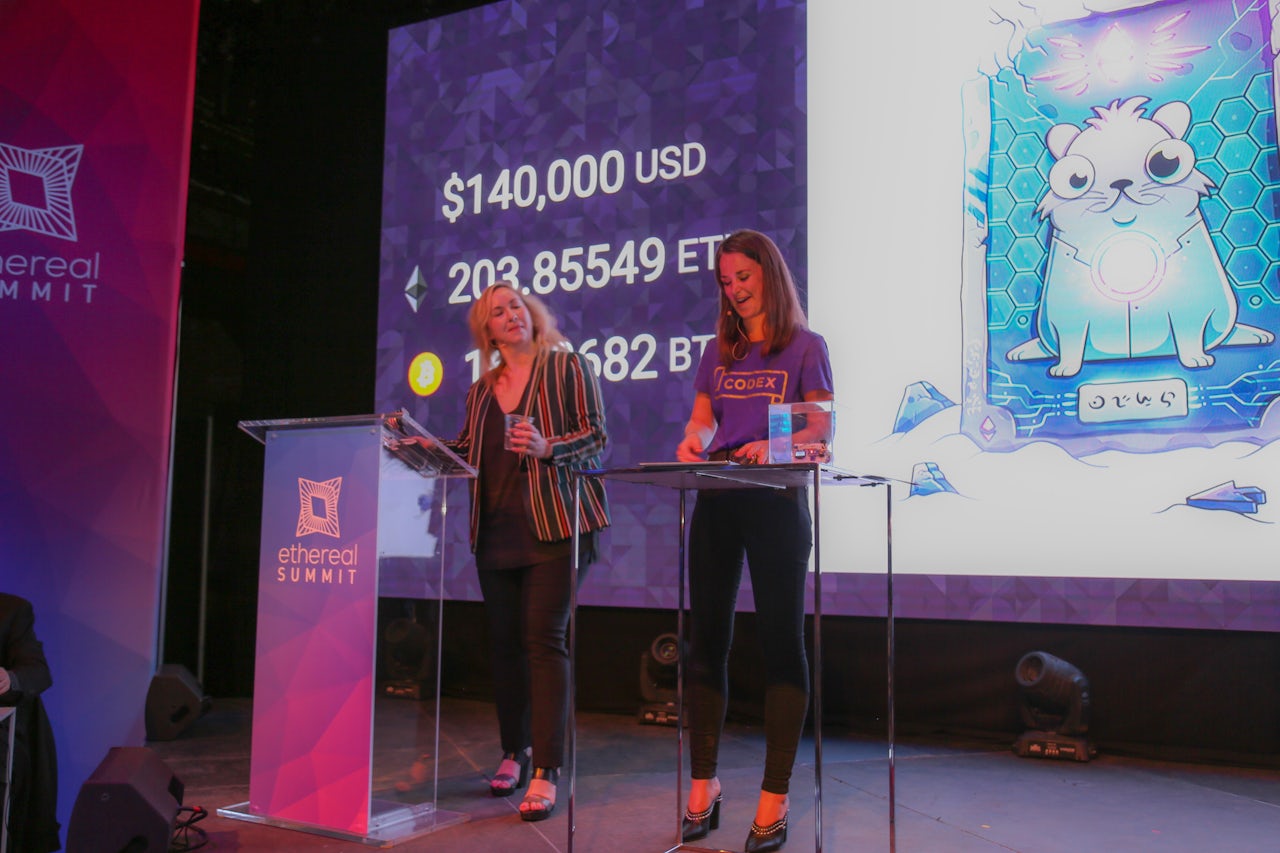 A cryptokitty being auctioned