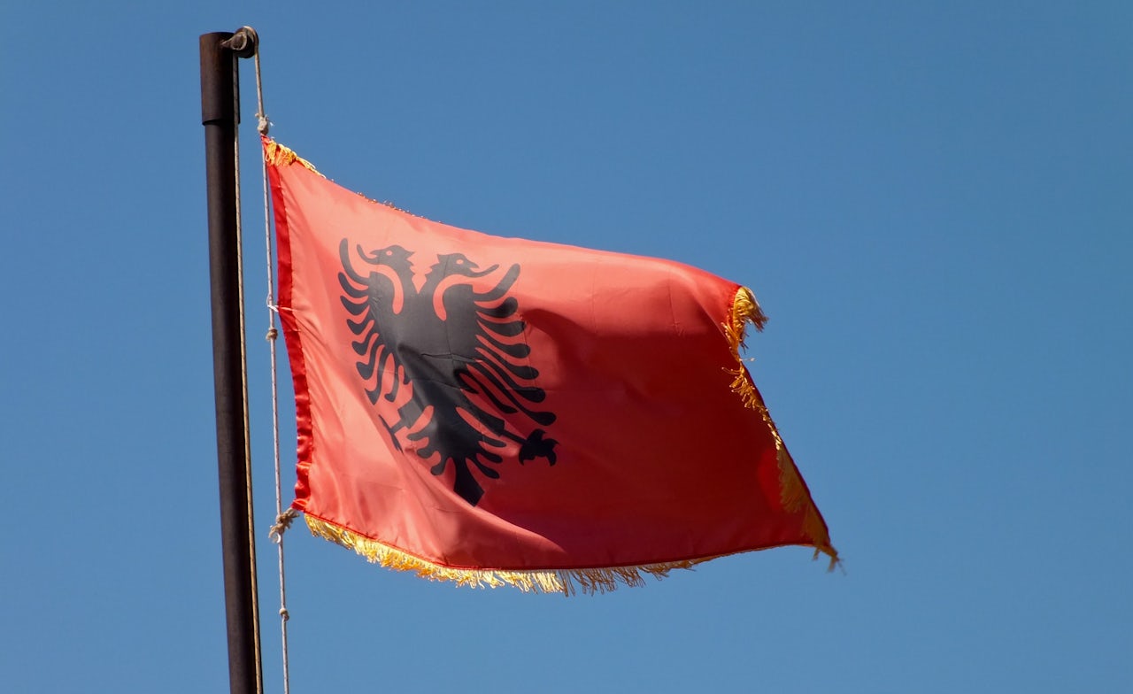 The Albanian flag.