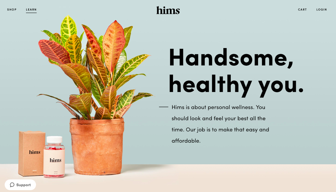 The About page for Hims.