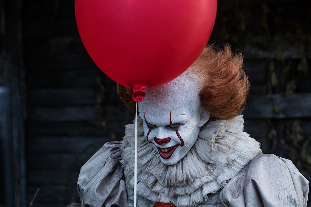 The frankly horrifying Pennywise the Clown from the 2018 It remake.