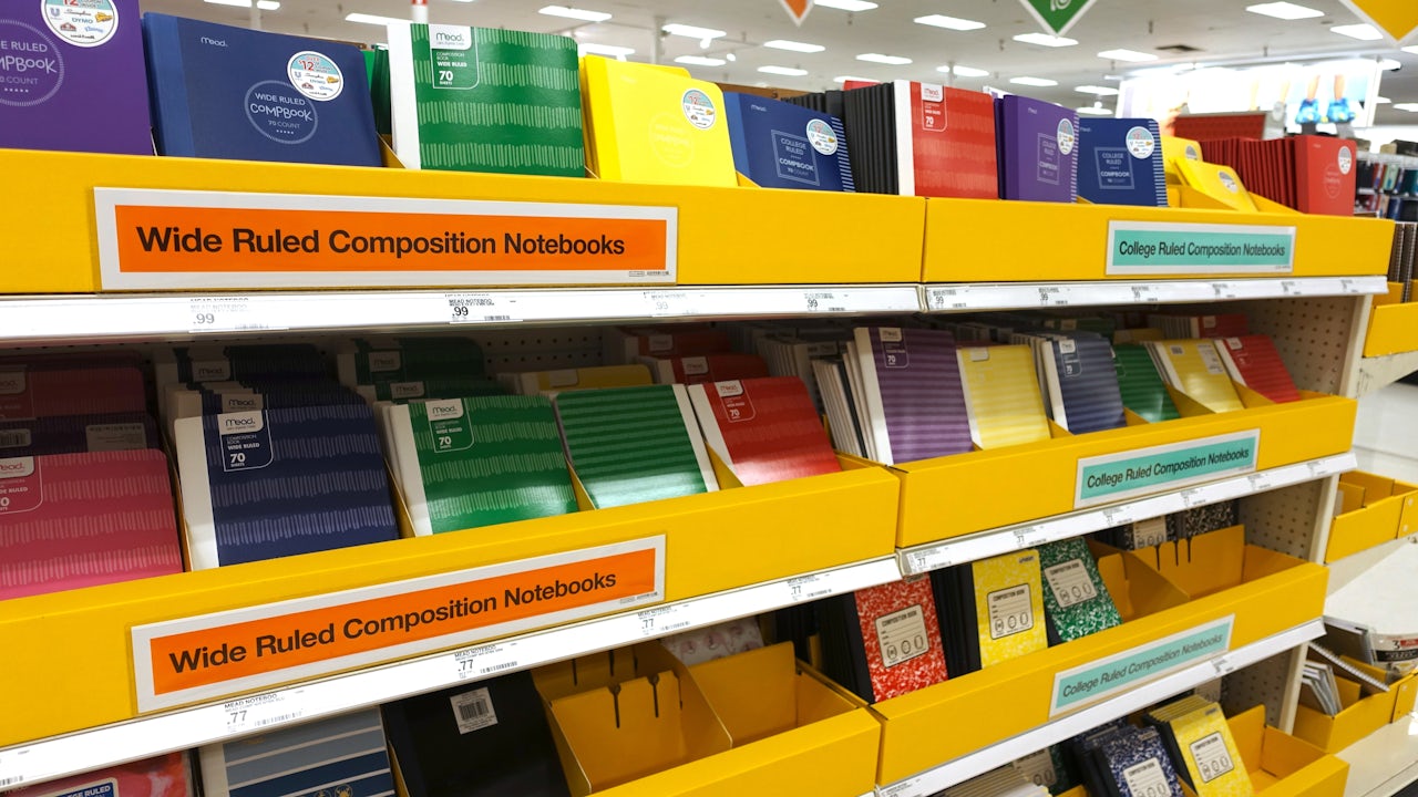 An enticing display of shiny new notebooks.