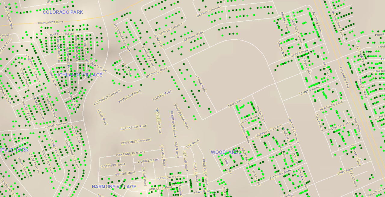 A screenshot of the City Water Map tool available on the city of Cape Town's website.
