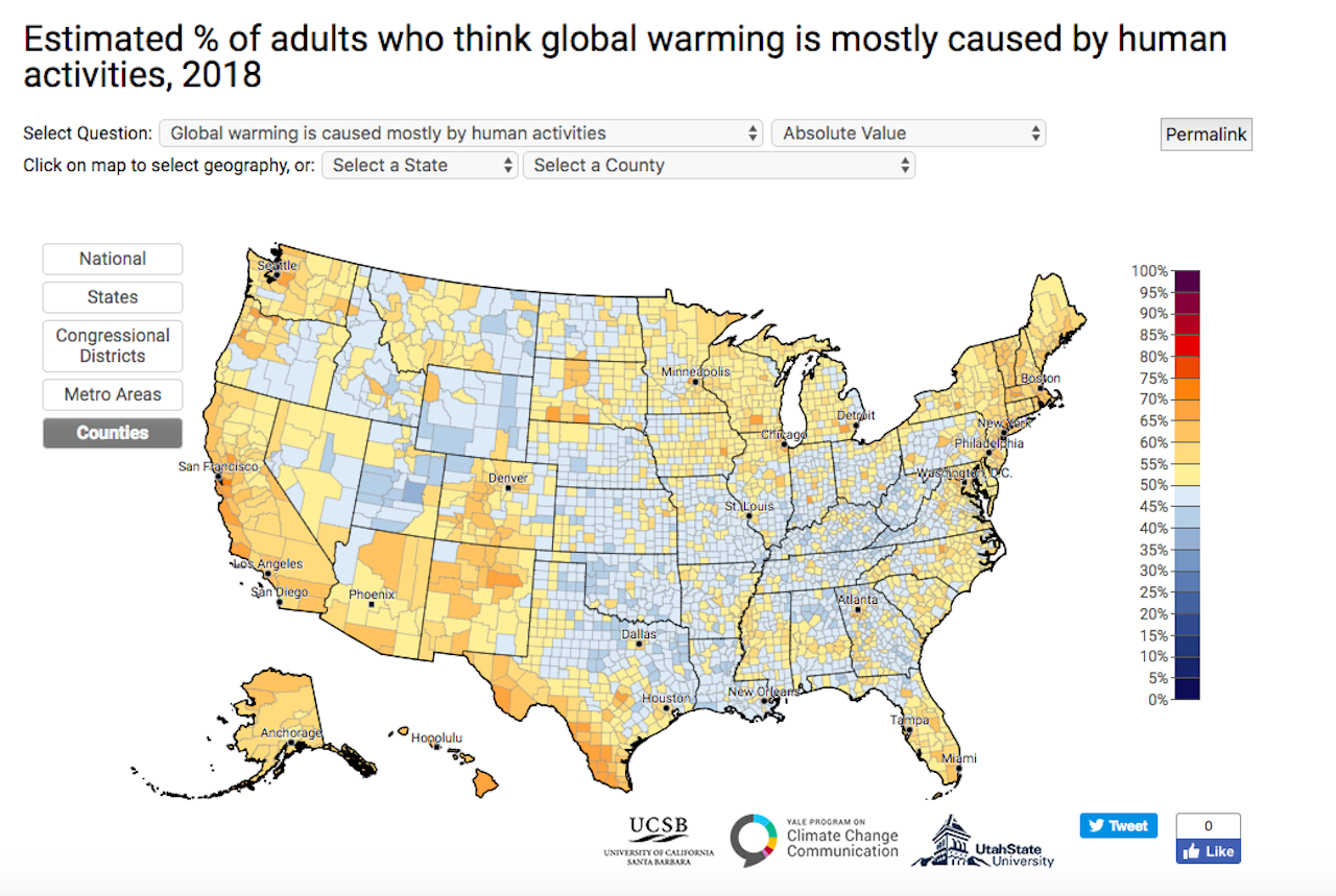 Just 57 percent of Americans believe that climate change is caused by human activities.