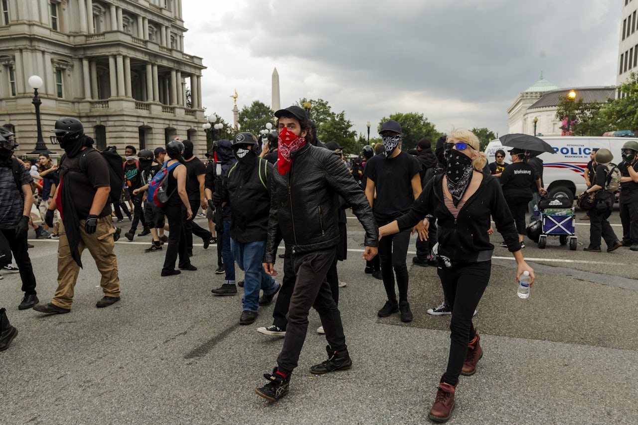 Carico and Spleen at the Unite the Right II counter protest in Washington, D.C.