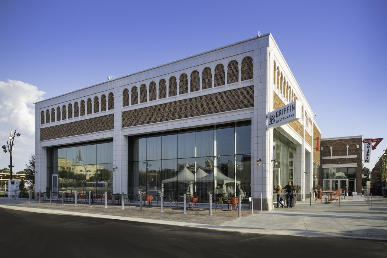 The Griffin Restaurant is a high-end establishment that was converted from an auto-body shop.