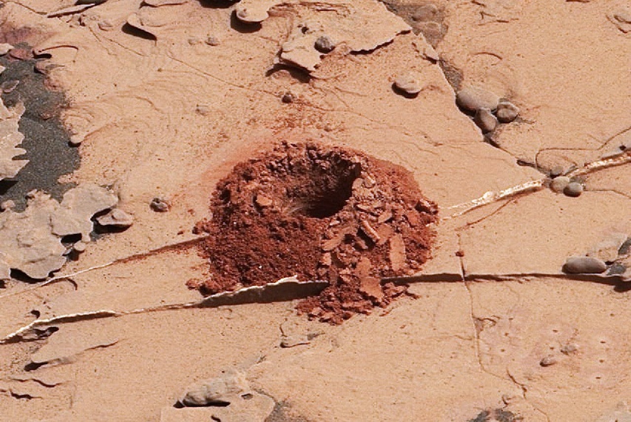 A hole on Mars dug by NASA’s Curiosity Rover