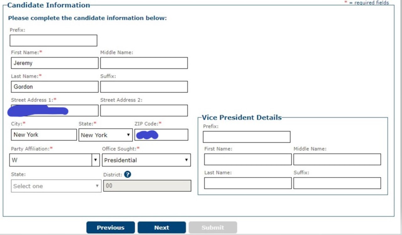 This not-very-complicated information form is the most complicated information form that a would-be president has to fill out.