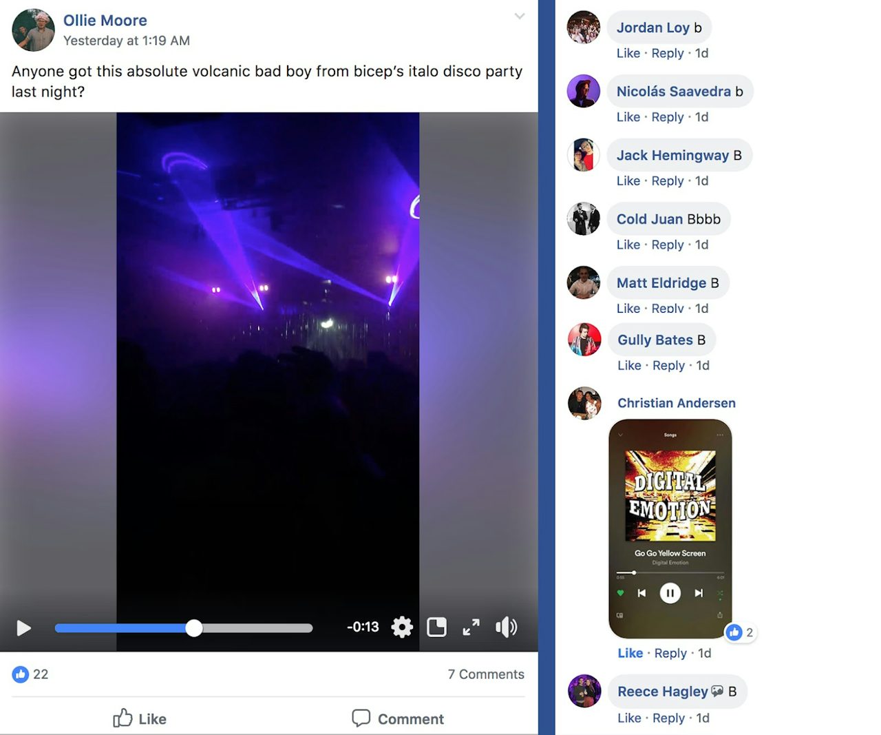 A typical music identification thread in IOM.