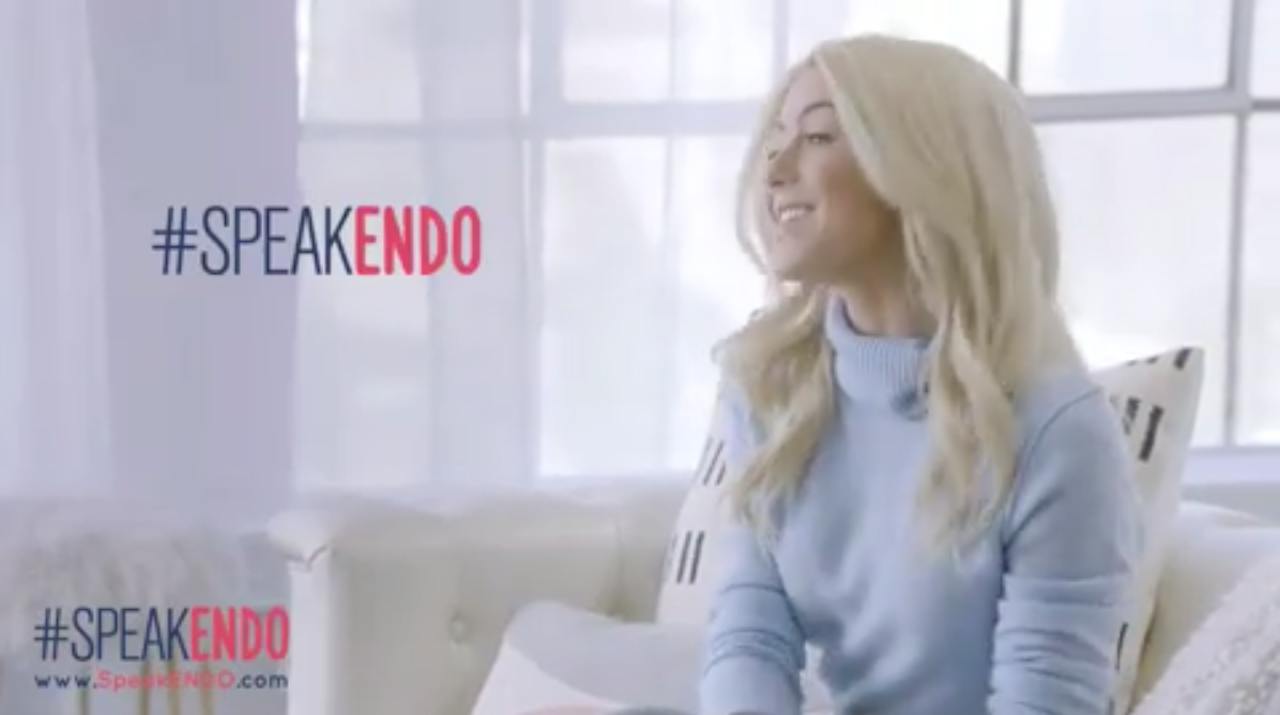 Julianne Hough promotes her endometriosis campaign; she is a paid spokesperson for Abbvie, a pharmaceutical company.