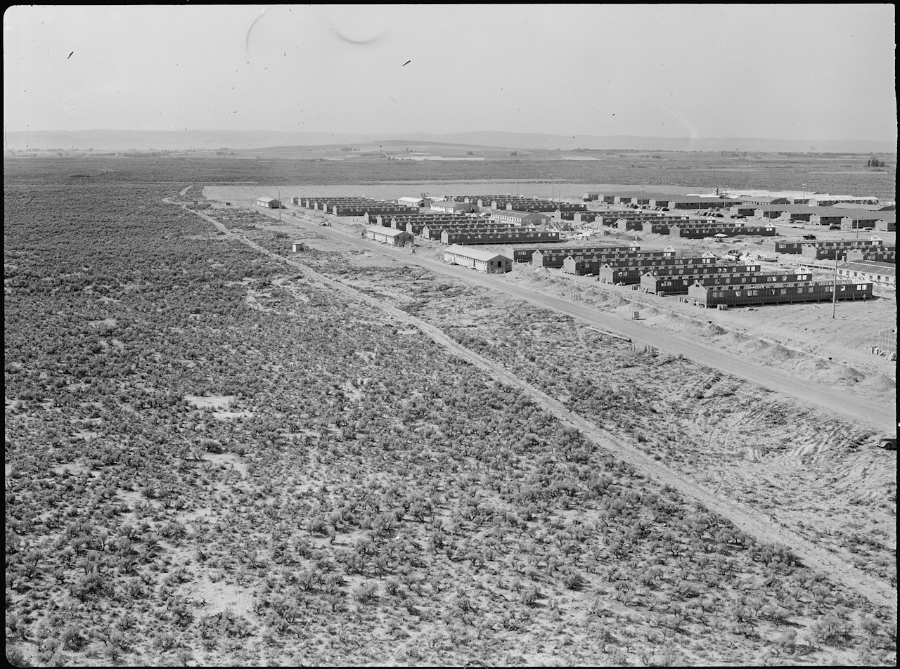 Panoramic view of Minidoka camp.
