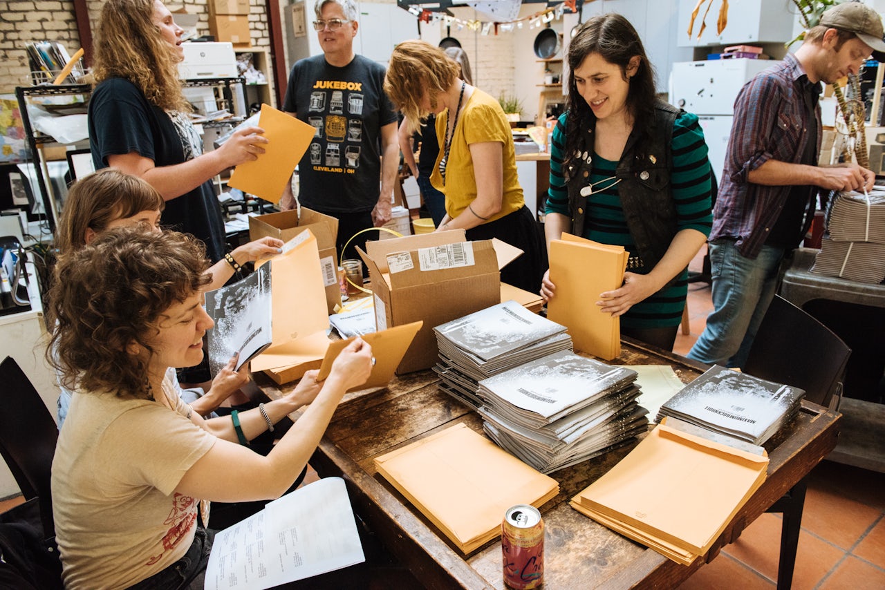 Shitworkers gather to ship the final print issue of Maximum Rocknroll.