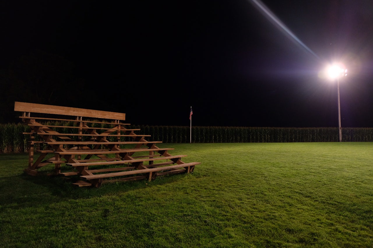 Fan bleachers in left field.