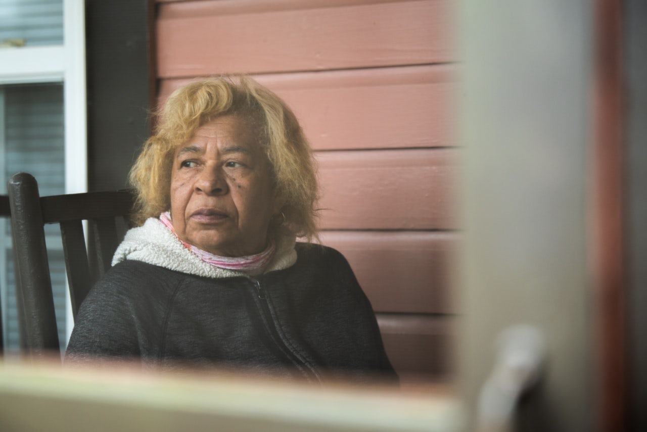 Elsie Herring on her front porch.